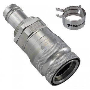 QD3H Female Quick Disconnect No-Spill Coupling, Panel Barb for ID 10mm (3/8in), Stainless Steel [QD3H-F10-P-SS]