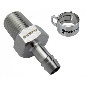 Barb Fitting for ID 06mm (1/4in), Stainless Steel, 1/4 NPT (FIT-V06N14-SS)
